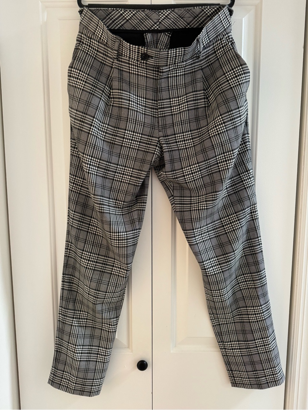 Zara Black and Gray Glen Plaid Midi Pants - Picture 2 of 3